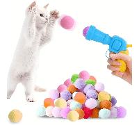 Set de jouets de lancement interactif pour chat, comprenant un lanceur et 20/50 balles en peluche (le nombre de balles peut avoir une erreur de 1 à 2). Convient aux chats d'intérieur, c'est un jouet s