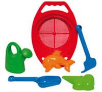 Set de jouets de sable Pelle Râteau Moules Passoire Arrosoir 6 pcs.