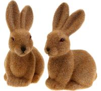 Set de lapins de Pâques floqués marron 15cm 4pcs Figurine de Pâques