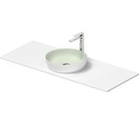 Set de lavabos Duravit Sivida rond avec console 1280x500x123mm, 268015FG00, Couleur: Plan de toilette Intérieur : Vert pâle mat, extérieur : blanc satiné ; console : Blanc