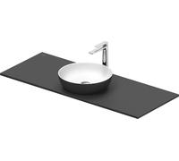 Set de lavabos Duravit Sivida rond avec console 1280x500x123mm, 268015FI00, Couleur: Plan de toilette intérieur : Blanc satiné, extérieur : gris foncé mat ; console : Gris foncé