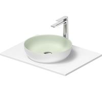Set de lavabos Duravit Sivida rond avec console 680x500x123mm, 268012FG00, Couleur: Plan de toilette Intérieur : Vert pâle mat, extérieur : blanc satiné ; console : Blanc
