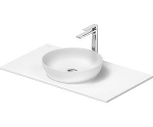 Set de lavabos Duravit Sivida rond avec console 880x500x123mm, 2680133200, Couleur: Plan de toilette Intérieur : Blanc satiné, extérieur : blanc satiné ; console : Blanc