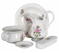 Set de Lavage Antique Porcelaine Bain Lavabo Vaisselle Bassin Cruche Porte-Savon Rose lup050 Palazzo Exclusif
