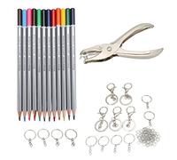 Set de Loisirs Créatifs Porte - Clés Complet avec Crayons de Couleur et Perforatrice - Kit DIY pour Cadeaux et Jeux Manuels Enfants