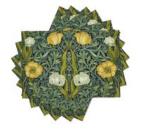 Set De Lot De 4 Sets De Table Jaune-Vert Feuillage De Tulipe William Morris Botanical - 30X45Cm - Sets De Table Lavables pour Les Vacances - Sets De Table pour La Cuisine Et Les Fêtes - Décoration