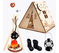 Set de Lutins de Noël,Accessoires Lutin pour Noël, Mini Tente, Mini Bottes, Décoration Maison de Lutins, DIY Porte de Lutin