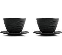 Ibili - ensemble De 2 Tasses Et 2 Soucoupes en Fonte, 0,12 Litre, Intérieur Émaillé, Noir