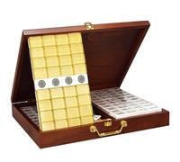 Set de Mahjong malaisien Fait à la Main - Jeu de Singapour de 168 pièces avec tuiles d’Animaux et de Fleurs, Étui en Bois de Style sud-est Asiatique