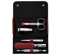 ZWILLING Set de manucure 5 pièces – acier inoxydable poli – étui cuir rouge