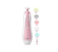 Set de Manucure Electrique pour Bébé - Rotatif, LED, 6 Embouts - Blanc / Rose