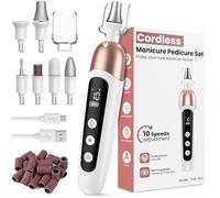 Set de manucure/pédicure, Kit Manucure Pedicure Sans Fil, Ponceuse pour Ongles Professionnel avec Batterie, Kit de Soin des Ongles électrique avec 6 Embouts, Lumière LED, Lime a Ongle Electrique