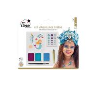 Set de maquillage - PTIT CLOWN - Sirène - 3 fards & crayon doré - 15 strass - Se retire à l'eau