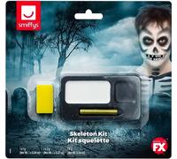 Set de maquillage squelette Halloween 4 pièces blanc-noir