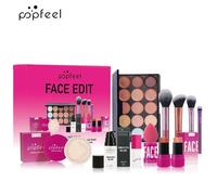 Set de maquillage tout-en-un - Ombre à paupières, palette de poudre, gloss & pinceau à huile pour les lèvres - Set de maquillage complet comme idée de cadeau pour femmes & filles cosmétiques