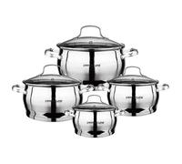 Set de Marmites - SIGNATURE - 4 pièces - Acier Inoxydable - Couvercles en Verre - Tous feux compatibles