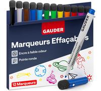 Set De Marqueurs Tableau Blanc (12 Pièces)Feutres Tableau Blanc (12 Couleurs)Effaçable À Sec Et Sans RésidusMarqueurs Effaçables Avec Éponge,Idéal Pour Tableaux Blancs