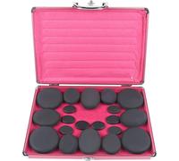 Set de massage aux pierres chaudes, 20 pierres de basalte, boîte chauffante, différentes tailles, noir naturel