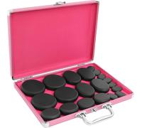 Set de massage aux pierres chaudes, 20 pierres de basalte, boîte chauffante, noir
