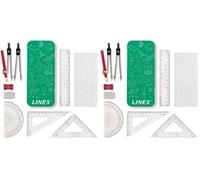 Set de mathématiques pour étudiants, Set de géométrie en boîte, 10 pièces, compas, rapporteur (Lot de 2)