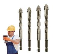 Set de mèches eccentric à rainures,Jeu de Forets Hélicoïdaux à Quatre Tranchants Excentriques,Outil de perçage pour carrelage verre métal brique - Béton Métal Bois Verre Brique Ciment