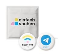 Set de mélange : 1 x pour Telegram + 1 x autocollant universel scan me NFC - Effet 3D époxy, auto-programmable, réutilisable, sans contact, 3 cm de diamètre