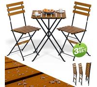 Casaria® Set de Meubles de Balcon 1 Table et 2 chaises Pliable en Bois d'Acacia Ensemble extérieur Salon de Jardin terrasse