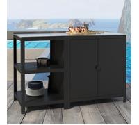 Set de meubles de jardin 2 pièces Bolognano acier noir mat et argent casa.pro