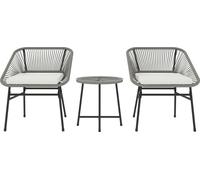 Set de meubles de jardin en poly rotin Outsunny, Outdoor Lounge Meuble de balcon pour 2 personnes, ensemble de 3 pièces avec 2 chaises, table d'appoint