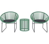 Set de meubles de jardin en poly rotin Outsunny, Outdoor Lounge Meuble de balcon pour 2 personnes, ensemble de 3 pièces avec 2 chaises, table d'appoint