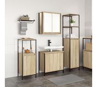 Set de meubles de salle de bain 3 pièces en chêne Sonoma en bois d'ingénierie