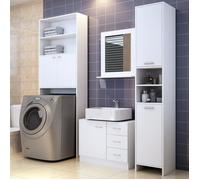 Set de meubles de salle de bain blanc Meuble sous lavabo Colonne de salle de bain Meuble pour machine à laver
