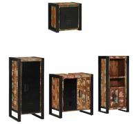 Set de Meubles de Salle de Bain Industriel avec Porte en Bois Massif et Rangement Murale | Design Brut Texturé pour Décor Urbain | Mobilier Salle d'eau Moderne et Fonctionnel