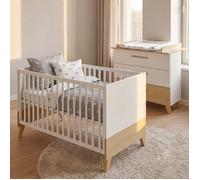 Set De Meubles 'theo' Duo - Lit Bébé Évolutif 70x140 + Commode À Langer Blanc / Chêne TU