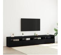 Set De Meubles Tv Vidaxl 3 Pièces Avec Lumières Led Chêne Noir En Bois Aggloméré, Cabinets Tv Vidaxl Avec Lumières Led 2 Pièces Chêne Noir 60x35x40 Cm En Bois Aggloméré