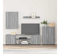 Set de Meubles TV 4 Pièces en Bois d'Ingénierie avec Agencement Mural et Rangement Polyvalent pour Salon Moderne - Style Minimaliste et Installation Sécurisée