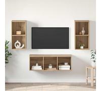 Set de Meubles TV Muraux en Bois d'Ingénierie avec Placards de Rangement, Design Épuré Minimaliste pour Salon Moderne, Étagères Flottantes et Solutions