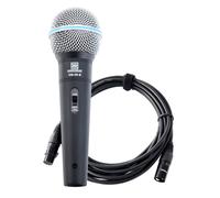 Pronomic DM-58-B Microphone Vocal avec Interrupteur Set INCL. Câble XLR 5m | Micro polyvalent pour voix et chant, Particulièrement adapté aux DJ, beatbox, etc., Son puissant et chaleureux, Poids: 217 g