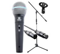 Set De Microphone Dynamique DJ PA Live Scene Trepied Support Clip Cable XLR Noir