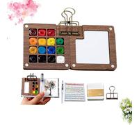 Set de mini aquarelles, mini ensemble d'aquarelles à tubies, quadrillage de 8/15 mini set d'aquarelles avec cahier et peinture, mini palettes de voyage en bois, mini aquarelles