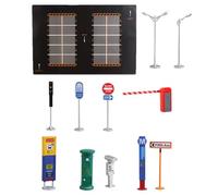 Set de mini panneaux de signalisation routière pour et panneaux d'avertissement, Playtable Street Setup Accessory Pack | Figurines de la ville portable en forme d'apprentissage