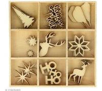 Set de mini silhouettes en bois - Noël Ecossais - 33 pcs