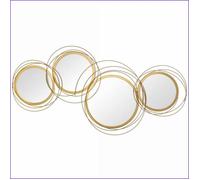 Set de miroirs murales - HOMCOM - 4 miroirs ronds, cadre métal or, décoration salon