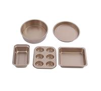 Set De Moules à Pâtisserie En Acier Au Carbone, 6 Tasses, Plateau à Pizza, Poêles Carrées Et Rectangulaires - Revêtement Antiadhésif Double Face, Chauffage Uniforme, Cuisine Mais (Ou)