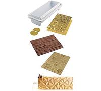 Set de moules en Silicone DIAMOND BUCHE,FROZEN BUCHE MAT,MAGIC WOOD MAT,Lot de 3 tapis à gâteaux,3D Design,250x185 mm,h 6 mm,Made