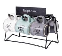 Set de mugs dans un support en métal céramique 6 pcs 110 ml