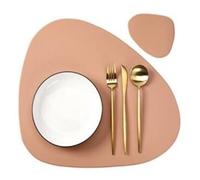Set de napperons en cuir PU de forme irrégulière,imperméable à l'huile pour les Tables de cuisine,de bistrot,de Bars,de cafés et d'hôtels-CD Rose-pacemat and coaster