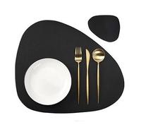 Set de napperons en cuir PU de forme irrégulière,imperméable à l'huile pour les Tables de cuisine,de bistrot,de Bars,de cafés et d'hôtels-CD Noir-pacemat and coaster