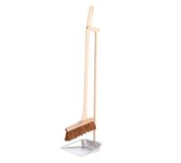 Set de nettoyage balai et pelle à long manche - L 25,5 x H 90,5 cm - Bois de hêtre, acier