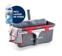 Set de Nettoyage CLEANmaxx Simple Efficace vitres Maison Voiture Nettoyer vitres avec Seau raclette Balai Chiffon Microfibre -